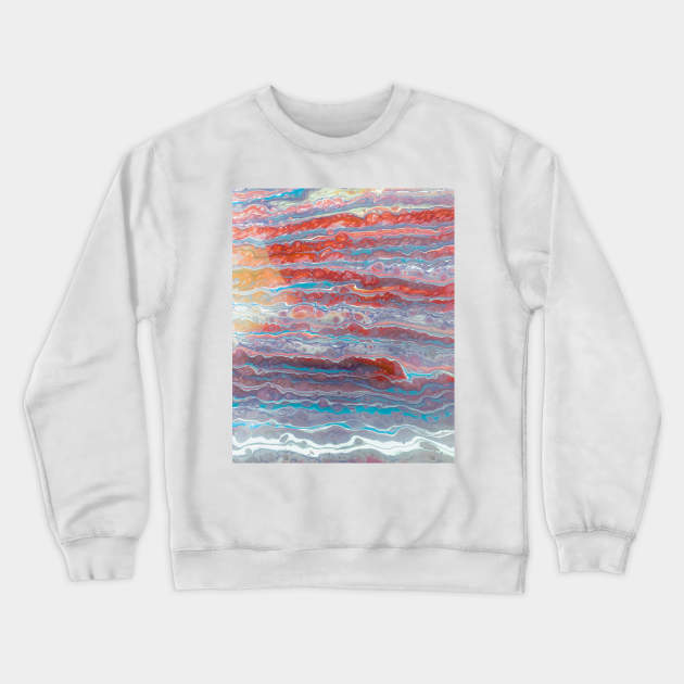 sunset acrylic fluid art Crewneck Sweatshirt by baksuart